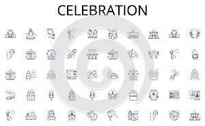 Celebration line icons collection. Innovative, Visionary, Ingenious, Inspired, Imaginative, Artistic, Inventive vector