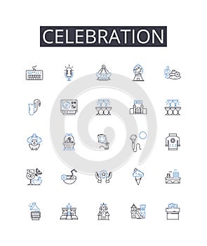 Celebration line icons collection. Threshold, Allowance, Cap, Limitation, Reduction, Excess, Amount vector and linear