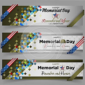 Celebration of Memorial day in United States of America, web banners