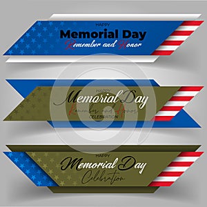 Celebration of Memorial day in United States of America, web banners