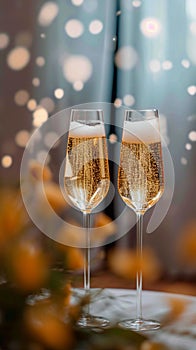 Celebration moment Champagne glasses clink at the wedding ceremony
