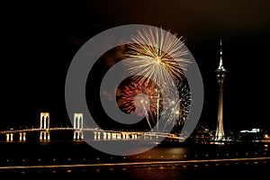 Celebration of New Year with fireworks