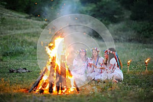 The celebration of the pagan Slavic holiday of Ivan Kupala Day or Midsummer.