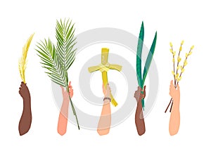 Celebration of palm Sunday Hands branches
