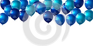 Celebration party banner with Blue color balloons background. Sale Vector illustration. Grand Opening Card