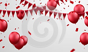 Celebration party banner with red balloons background. Sale Vector illustration.