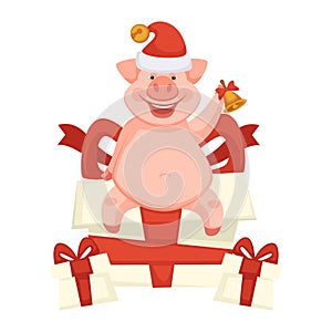 Celebration pig, piglet symbol of new year and Christmas