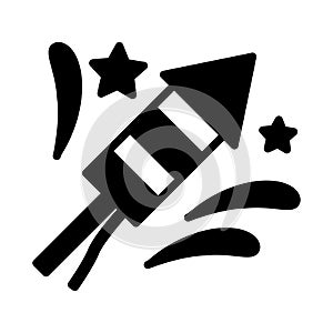 Celebration, rocket, fireworks, flat vector illustration