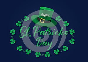 Celebration of St Patrick`s Day with many shamrock around the words