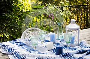 Celebration table layout on terrace