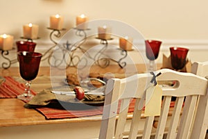 Celebration table set with chair and blank label