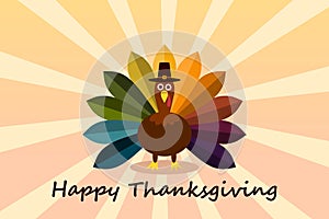 Celebration of Thanksgiving Day with turkey bird. Happy Thanksgiving Day Greeting Card design