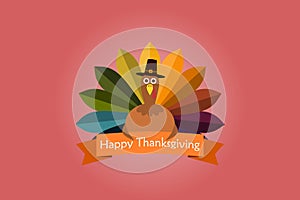 Celebration of Thanksgiving Day with turkey bird. Happy Thanksgiving Day Greeting Card design