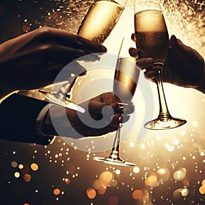 Celebration toast with champagne