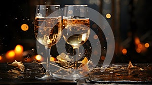 Celebration toast with champagne. New Year\'s cards