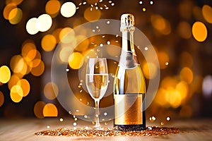 Celebration toast with champagne.New Year\'s cards. AI generative