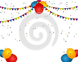 celebration with transparent background with balloon, flag and confetti