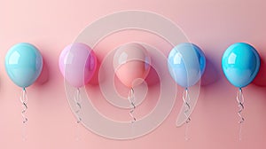 Joyful Celebration: Pastel Color Balloons Isolated on White Background photo