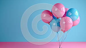 Joyful Celebration: Pastel Color Balloons Isolated on White Background photo