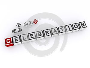 celebration word block on white