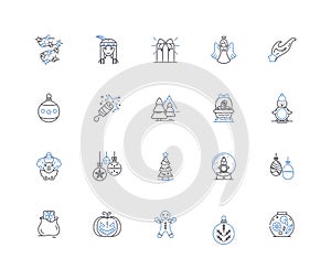 Celebrations line icons collection. Festivity, Jubilation, Rejoicing, Commemoration, Festoon, Mirth, Cheer vector and