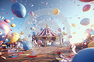 Celebrationthemed confetti explosion with party