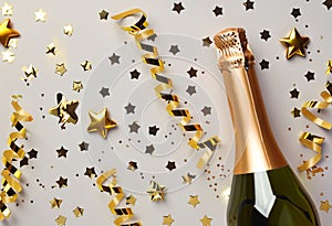 celebratory background adorned with a golden champagne bottle, Perfect for Christmas, birthdays, or weddings.