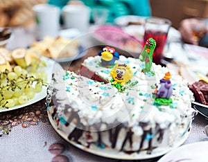 Celebratory cake on the table.