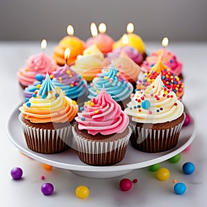 Celebratory Delights: Colorful Happy Birthday Cupcakes