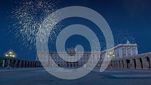 Celebratory fireworks for new year over Madrid Royal palace