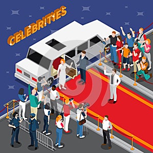 Celebrities On Red Carpet Isometric Composition