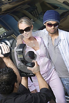 Celebrity Couple And Paparazzi