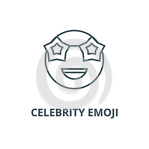 Celebrity emoji line icon, vector. Celebrity emoji outline sign, concept symbol, flat illustration