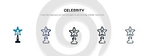 Celebrity icon in different style vector illustration. two colored and black celebrity vector icons designed in filled, outline,