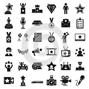 Celebrity icons set, simple style