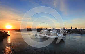 Celebrity Solstice arriving in Sydney, Australia at Dawn