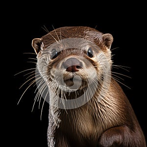 Celebrity-style Otter Portrait On Black Background