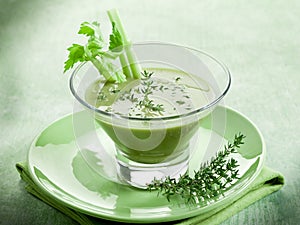 Celery cream soup with thymus