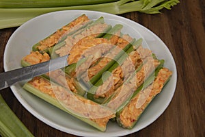 Celery with pimento cheese