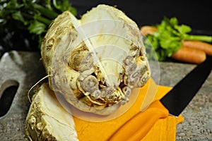 Celery root - wedges celeriac, source of vitamine, fresh healthy