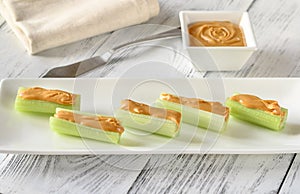 Celery stalks with peanut butter