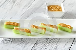 Celery stalks with peanut butter