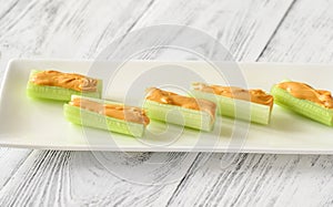 Celery stalks with peanut butter