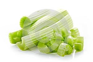 Celery sticks on white background