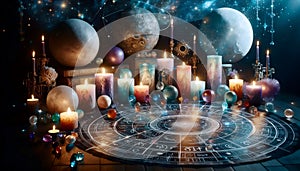 A celestial astrology altar, Ai generated image