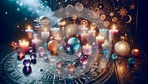 A celestial astrology altar, Ai generated image