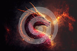 Celestial big dragon on space background. Generative AI