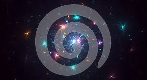 Celestial Burst - Ethereal Nebula with Multicolored Glowing Particles