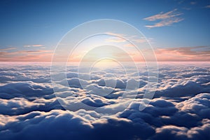 Celestial canvas A mesmerizing sea of clouds under a blue sky