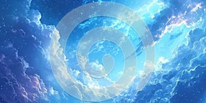 Celestial Clouds in Blue Sky Scene